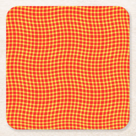 Red Yellow Plaid Checker Seamless Pattern Kartonnen Onderzetters