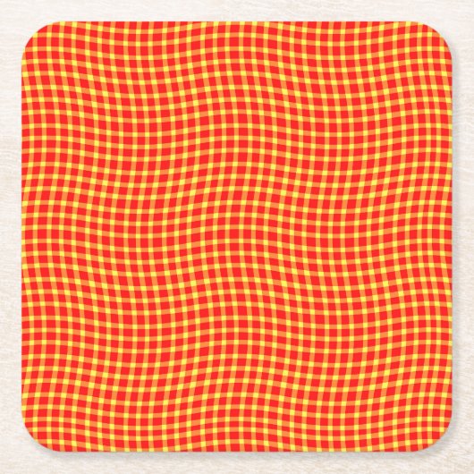 Red Yellow Plaid Checker Seamless Pattern Kartonnen Onderzetters (Voorkant)