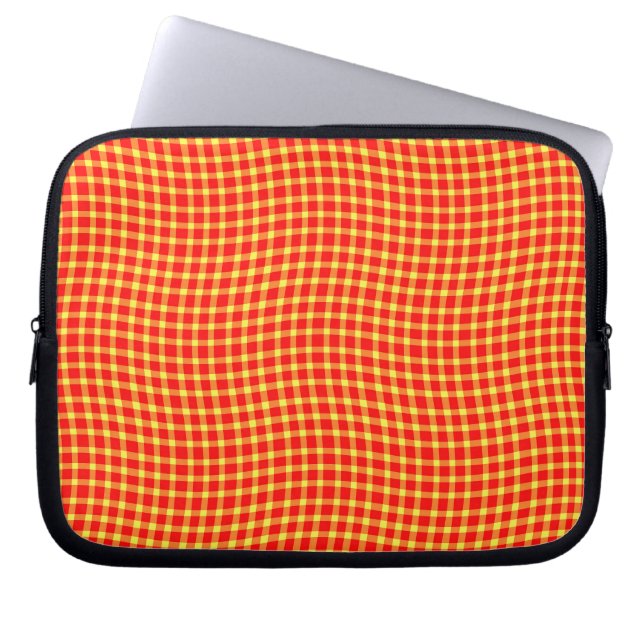 Red Yellow Plaid Checker Seamless Pattern Laptop Sleeve (Voorkant)