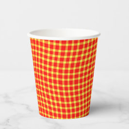 Red Yellow Plaid Checker Seamless Pattern Papieren Bekers
