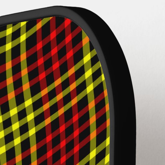 Red Yellow Plaid Checker Seamless Pattern Pickleball Paddle (Links Detail)