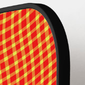 Red Yellow Plaid Checker Seamless Pattern Pickleball Paddle (Links Detail)