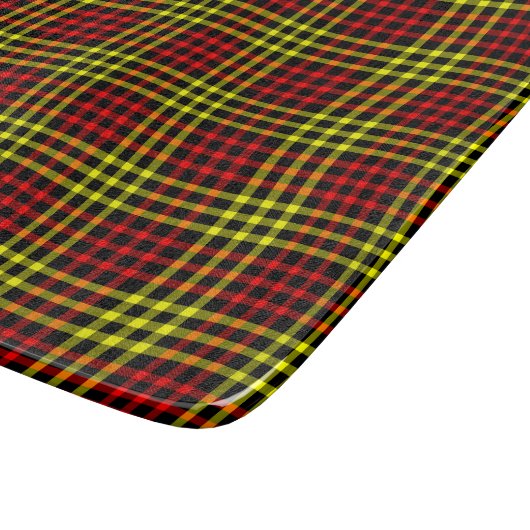 Red Yellow Plaid Checker Seamless Pattern Snijplank (Hoek)