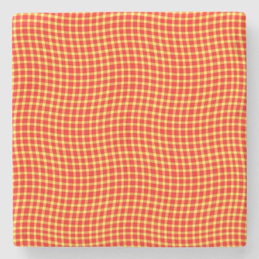 Red Yellow Plaid Checker Seamless Pattern Stenen Onderzetter (Voorkant)