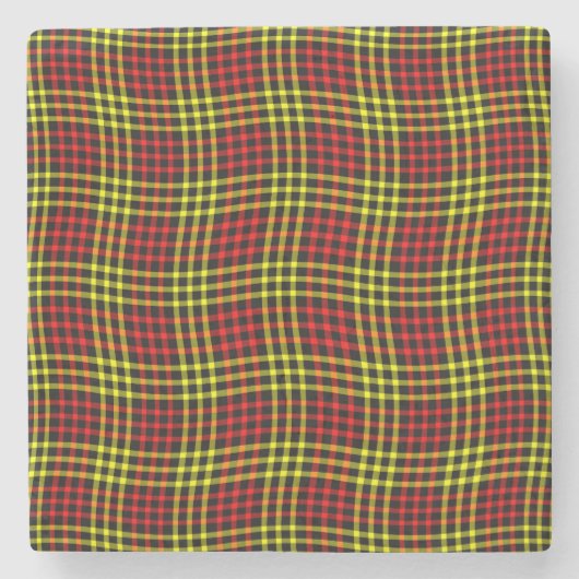 Red Yellow Plaid Checker Seamless Pattern Stenen Onderzetter (Voorkant)