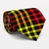 Red Yellow Plaid Checker Seamless Pattern Stropdas (Opgerold)