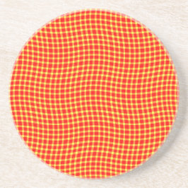 Red Yellow Plaid Checker Seamless Pattern Zandsteen Onderzetter