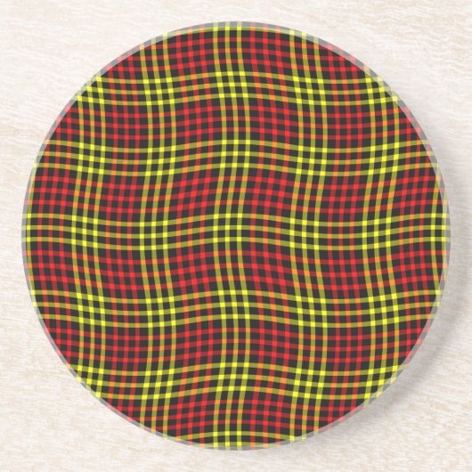 Red Yellow Plaid Checker Seamless Pattern Zandsteen Onderzetter (Voorkant)