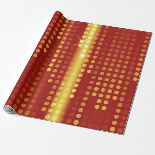 Red Yellow Polka Dots Matrix gepatterd Cadeaupapier (Uitgerold)