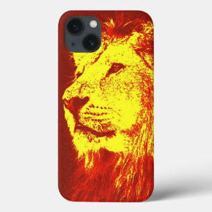 Red Yellow Pop Art Lion iPhone 13 Hoesje