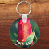 Red Yellow Rosebud Flower Personalized Sleutelhanger (Voorkant)
