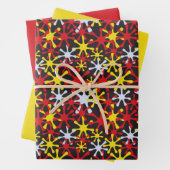 Red Yellow Star Flat Sheet Set of 3 Inpakpapier Vel (In situ)