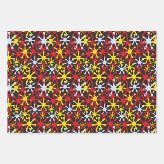 Red Yellow Star Flat Sheet Set of 3 Inpakpapier Vel (Voorkant)