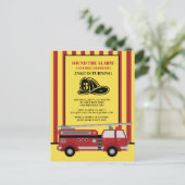 Red Yellow Striped Firevrachtwagen Child 3rd Birth Briefkaart (Staand voorkant)