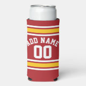 Red Yellow Team Jersey - Aangepast naamnummer Seltzer Blikjeskoeler (Seltzer Voorkant)