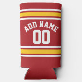 Red Yellow Team Jersey - Aangepast naamnummer Seltzer Blikjeskoeler (Achterkant)