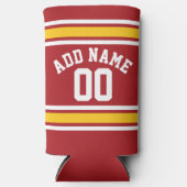 Red Yellow Team Jersey - Aangepast naamnummer Seltzer Blikjeskoeler (Voorkant)