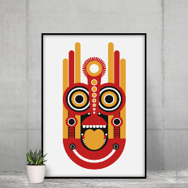 Red Yellow Tiki Canvas Afdruk