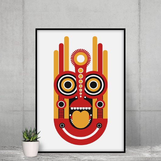 Red Yellow Tiki Canvas Afdruk