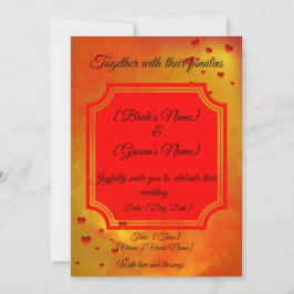 Red & Yellow Traditional Wedding Invitation | Kaart