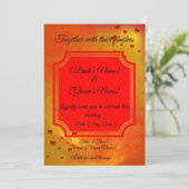 Red & Yellow Traditional Wedding Invitation | Kaart (Staand voorkant)