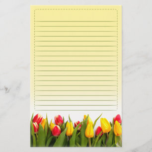 Red Yellow Tulp Flowers Yellow Background led Briefpapier