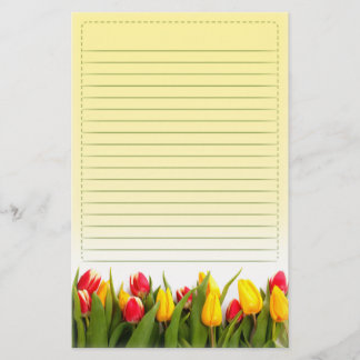 Red Yellow Tulp Flowers Yellow Background led Briefpapier