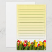 Red Yellow Tulp Flowers Yellow Background led Briefpapier (Voorkant / Achterkant)