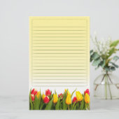 Red Yellow Tulp Flowers Yellow Background led Briefpapier (Staand voorkant)