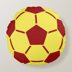 Red Yellow Voetbal Sports Team Round Pillow Rond Kussen