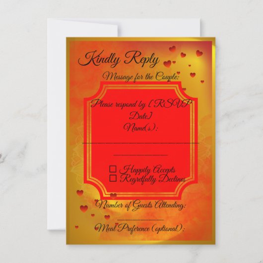 Red & Yellow Wedding RSVP Card | Traditional India (Voorkant)