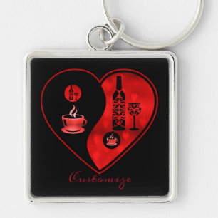 Red Yin & Yang Coffee & Wine Sleutelhanger