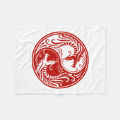 Red Yin Yang Dragons Fleece Deken (Voorkant (Horizontaal))