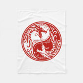 Red Yin Yang Dragons Fleece Deken (Voorkant)