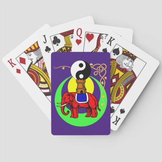 Red Yin-Yang Elephant Pokerkaarten (Achterkant)