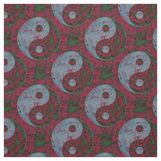 Red Yin Yang Pattern Stof (Swatch)