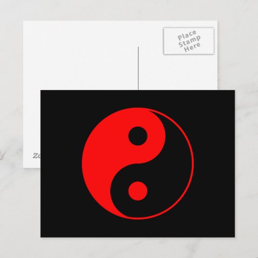Red Yin Yang Symbol Briefkaart (Voorkant / Achterkant)