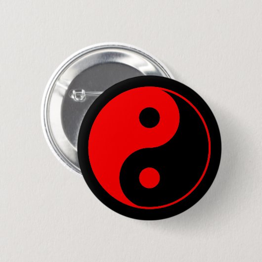 Red Yin Yang Symbol Button (Voorkant /achterkant)