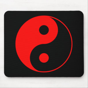 Red Yin Yang Symbol Mousepad Muismat