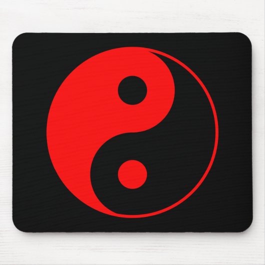 Red Yin Yang Symbol Mousepad Muismat (Voorkant)