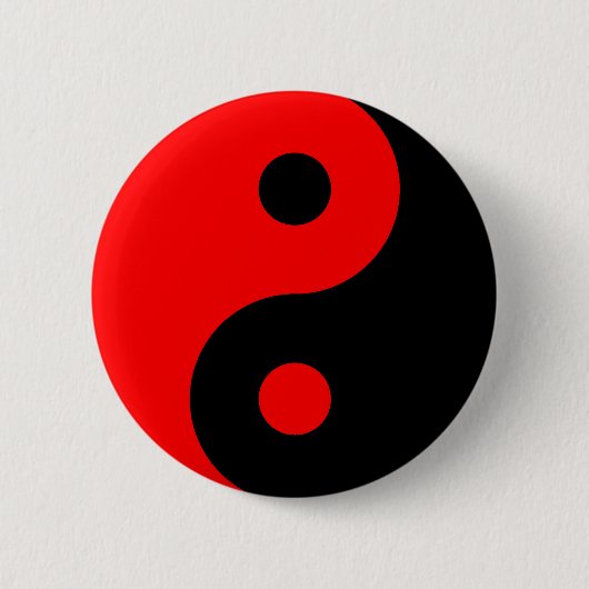 Red Yin Yang Symbol Ronde Button 5,7 Cm (Voorkant)