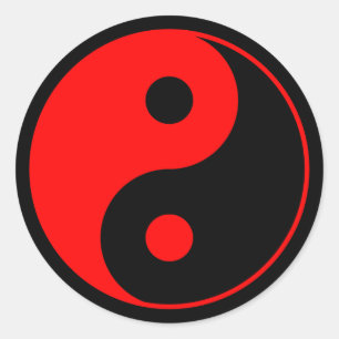 Red Yin Yang Symbol Ronde Sticker