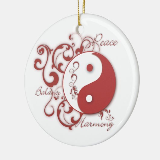 Red Yinyang met rolversiering Keramisch Ornament (Links)