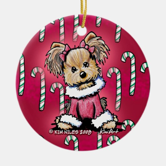 Red Yorkie Terrier Dog Ornament (Voorkant)