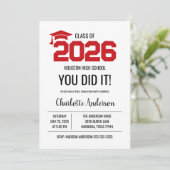 Red You Did It Graduation Photo Kaart (Staand voorkant)