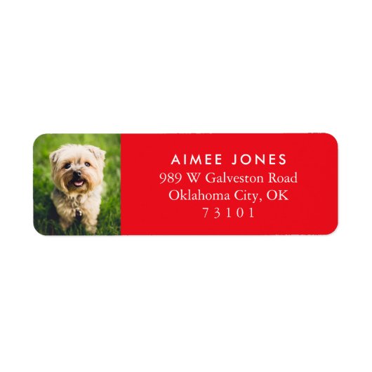 Red Your Pet's Photo Custom Return Address Label (Voorkant)
