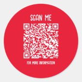 Red | Zakelijke QR-code scanbaar Ronde Sticker (Voorkant)