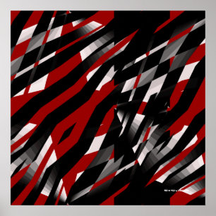 Red Zebra Abstract Poster