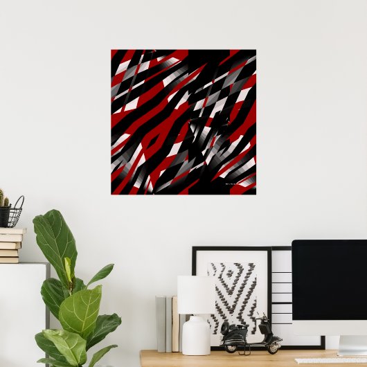 Red Zebra Abstract Poster (Thuiskantoor)