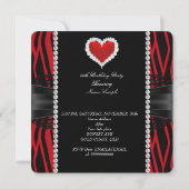 Red Zebra Lace Diamond Heart Foto Birthday Party Kaart (Achterkant)